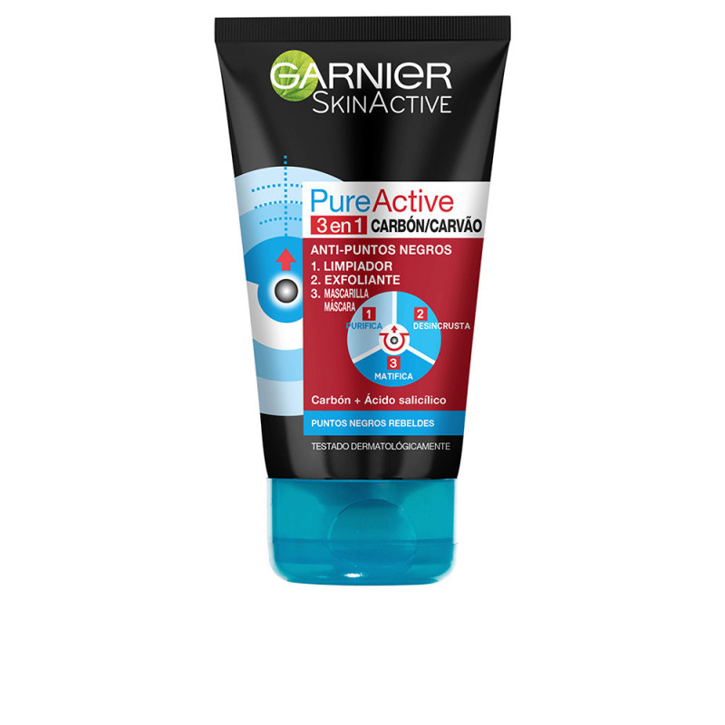 PURE ACTIVE 3 en 1 carbón intensive gel puntos negros 150 ml by GARNIER for Unisex