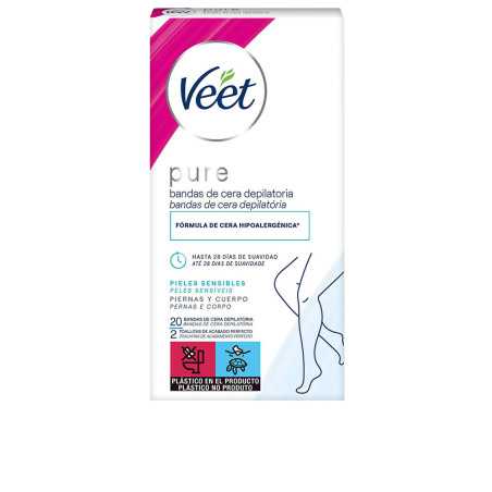 BANDAS DE CERA PURE corporal piel sensible 20 u by VEET for Unisex