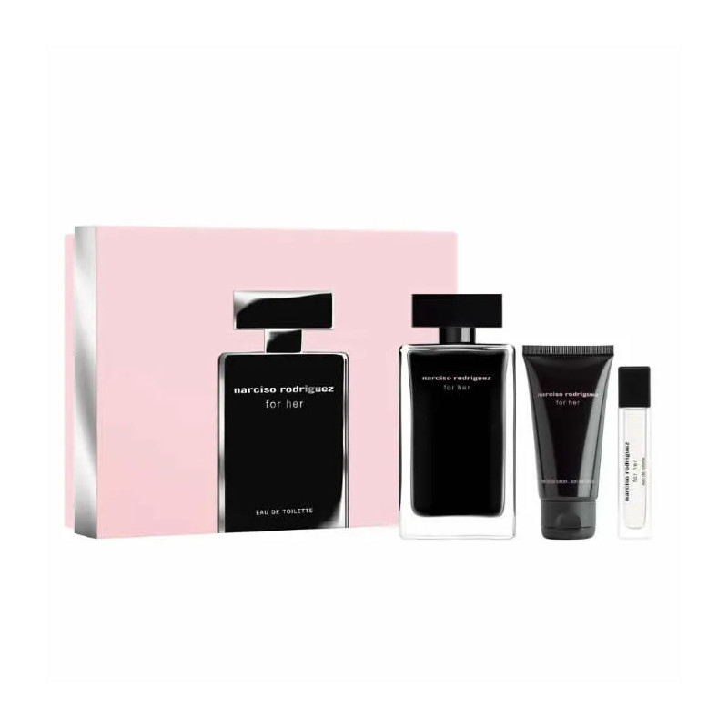 Conjunto de 3 peças de Eau de Toilette Spray Narciso Rodriguez For Her, 100ml.