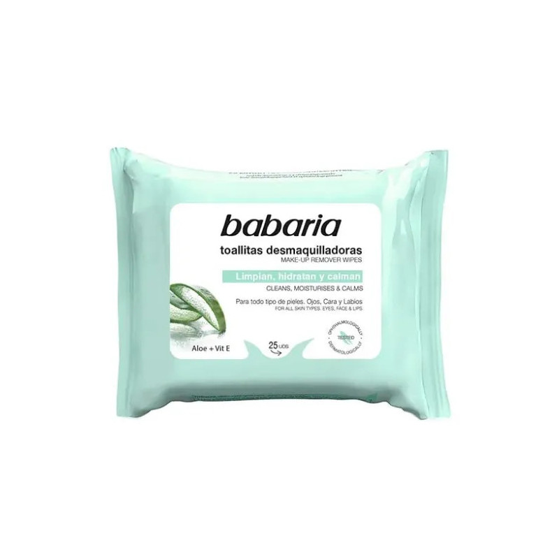 Toallitas limpiadoras faciales Babaria Aloe Vera 25 unidades
