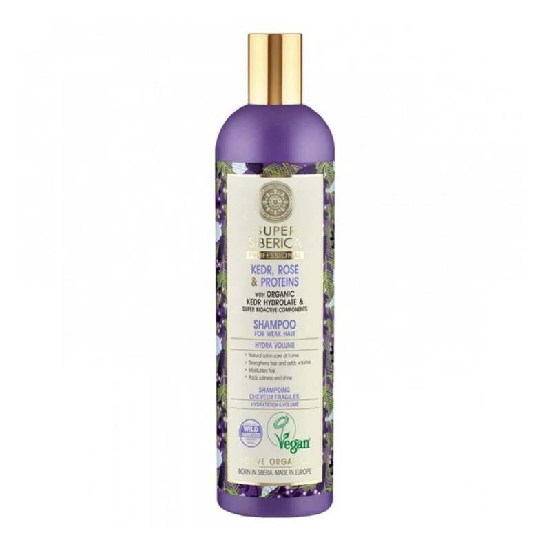 Shampoo Profissional Natura Siberica Pinheiro Rosa e Proteínas para Cabelos Fracos 400ml