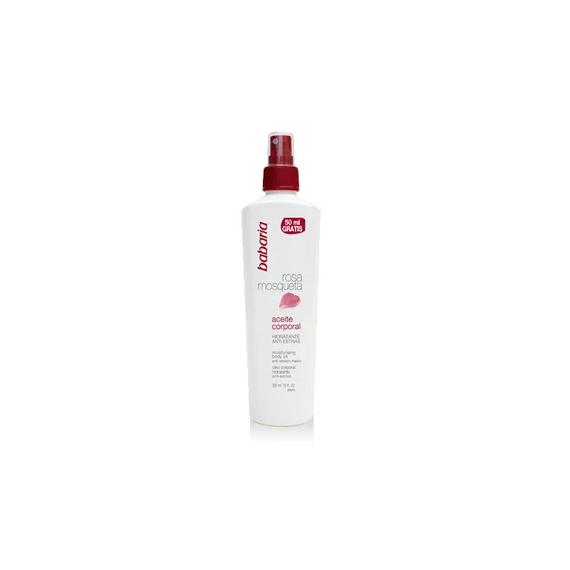 Huile corporelle à la rose musquée Babaria en spray 300 ml