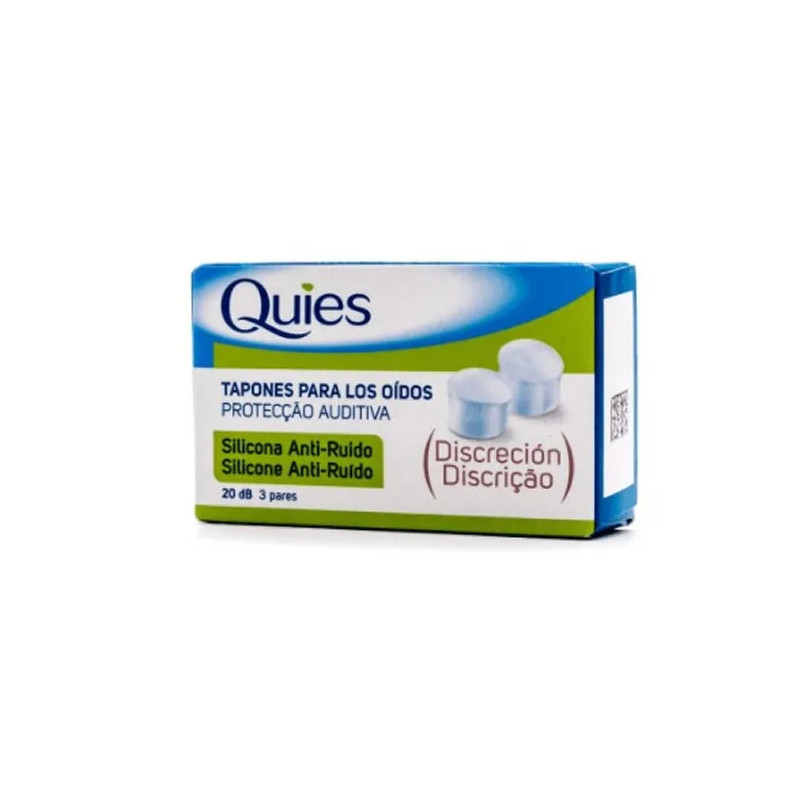 Tampões de silicone antirruído Quies, pacote com 6 unidades.