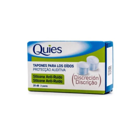 Tampões de silicone antirruído Quies, pacote com 6 unidades.