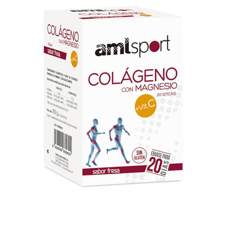 COLÁGENO CON MAGNESIO + VIT.C sabor fresa 20 sticks by AMLSPORT for Unisex