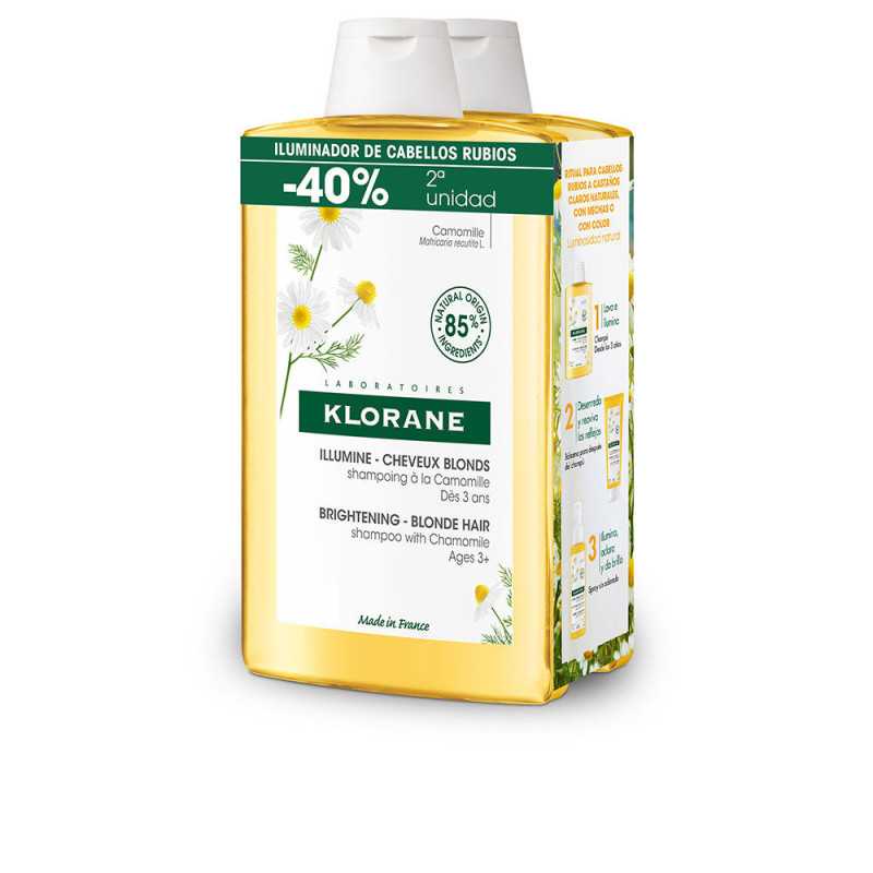 A LA CAMOMILA champú iluminador reflejos rubios duo 2 x 400 ml by KLORANE for Unisex A LA CAMOMILA champú iluminador reflejos rubios duo 2 x 400 ml by KLORANE for Unisex