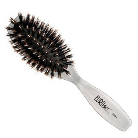 Brosse ovale petite Eurostil en pur poil de sanglier blanc Pua (1 pièce)