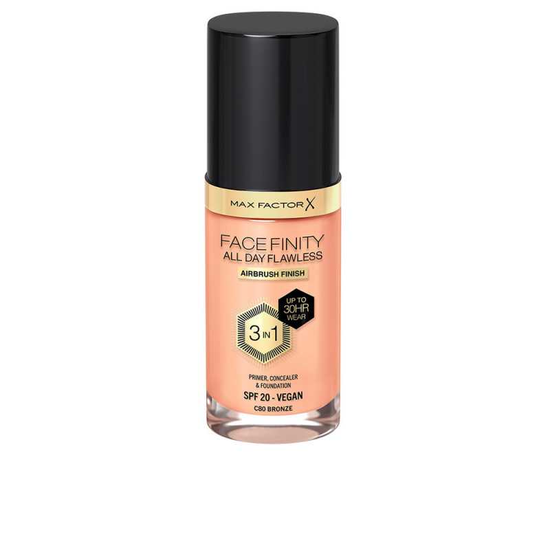 FACEFINITY 3IN1 primer concealer foundation 80 bronze 30 ml by MAX FACTOR for Unisex FACEFINITY 3IN1 primer concealer foundation 80 bronze 30 ml by MAX FACTOR for Unisex