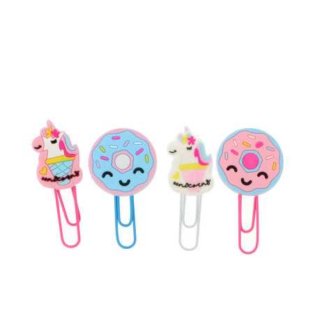 CLIPS UNICORNOS Y DONUTS 6 x 2,5 cm 4 u by INCA for Unisex