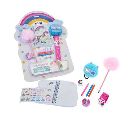 PAPELERÍA UNICORNIO LOTE 8 pz by INCA for Unisex