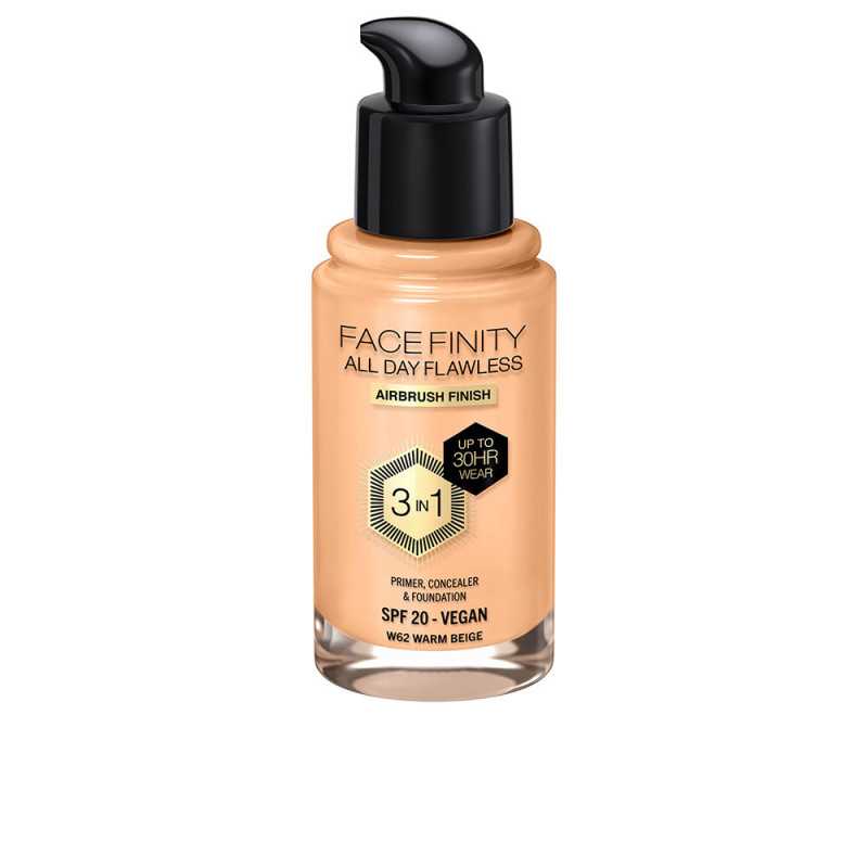 FACEFINITY ALL DAY FLAWLESS 3 IN 1 foundation W62 warm beige 30 ml by MAX FACTOR for Unisex FACEFINITY ALL DAY FLAWLESS 3 IN 1 foundation W62 warm beige 30 ml by MAX FACTOR for Unisex