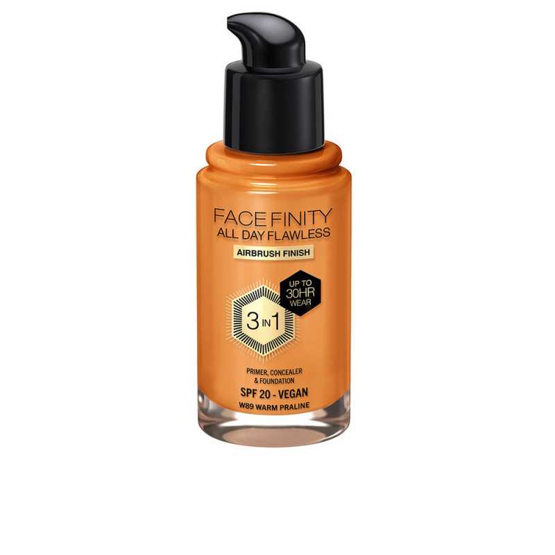 FACEFINITY ALL DAY FLAWLESS 3 IN 1 foundation W89 warm praline 30 ml by MAX FACTOR for Unisex FACEFINITY ALL DAY FLAWLESS 3 IN 1 foundation W89 warm praline 30 ml by MAX FACTOR for Unisex