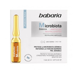 Ampolas revitalizantes Babaria Microbiota Balance Treatment para pele sensível, uso diário, 5 unidades.