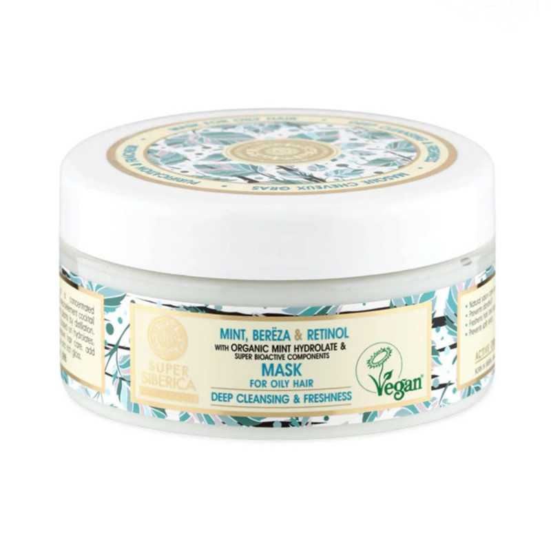 Masque capillaire Natura Siberica Menthe Bouleau Rétinol pour cheveux gras 400 ml