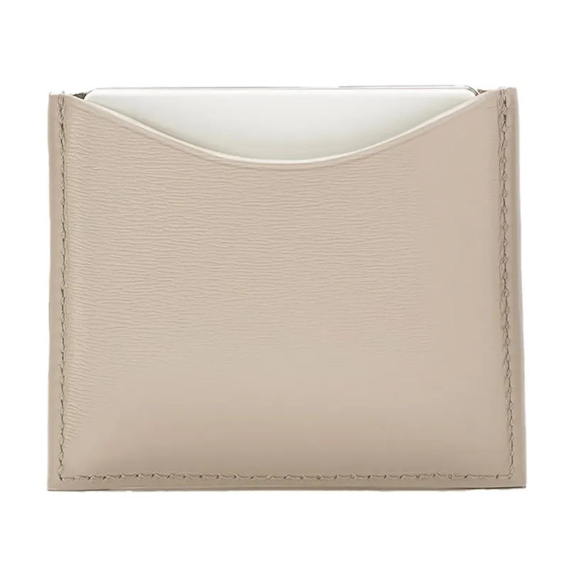 La Bouche Rouge Beige Leather Compact Case