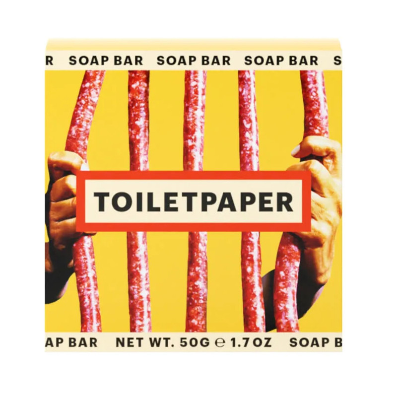 Sabonete em formato de salsicha, papel higiênico e produtos de beleza, 50g