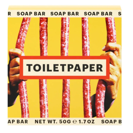 Sabonete em formato de salsicha, papel higiênico e produtos de beleza, 50g
