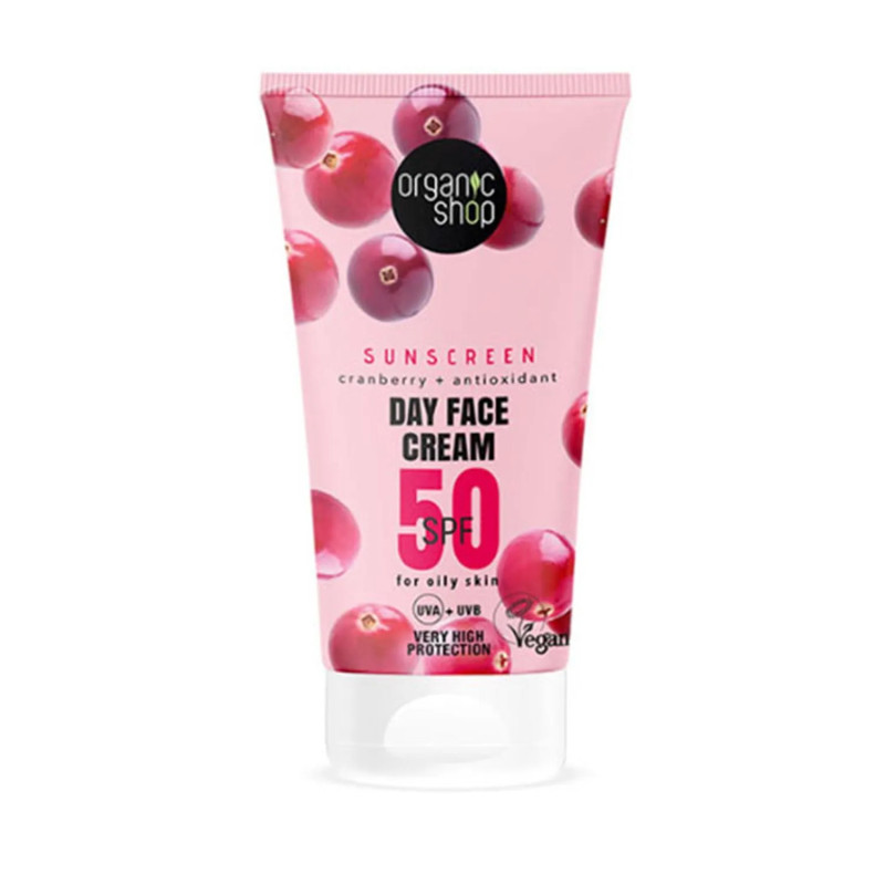 Crema facial de arándano orgánico de la tienda orgánica FPS 50 de 50 ml