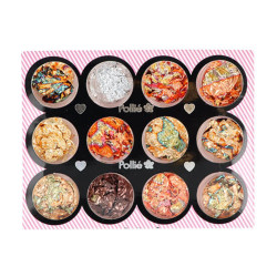 Conjunto de unhas decoradas com folha de ouro Eurostil, 12 cores, 1 unidade.