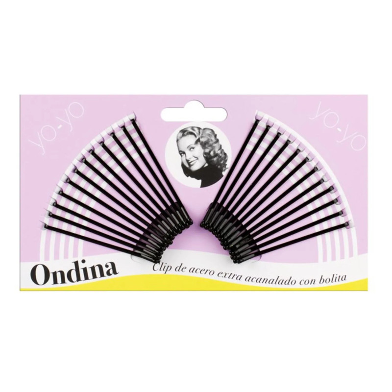 Clips en acier rainurés Eurostil avec bille noire 50 mm, lot de 1