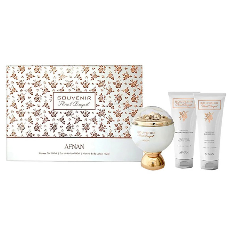 Afnan Souvenir Floral Bouquet Eau De Parfum 100ml Gel da bagno 100ml Lozione per il corpo 100ml