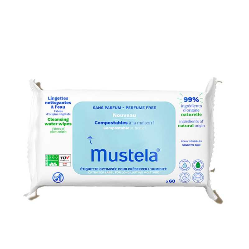 BEBÉ-NIÑO toallitas al agua sin perfume compostables en casa 60 u by MUSTELA for Unisex BEBÉ-NIÑO toallitas al agua sin perfume compostables en casa 60 u by MUSTELA for Unisex