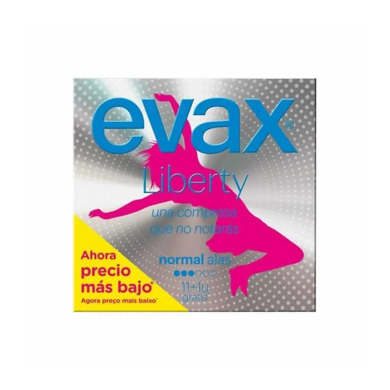 Serviettes hygiéniques Evax Liberty Normal avec ailettes, paquet de 12