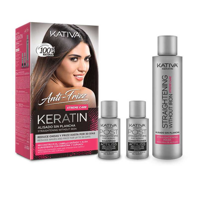 KERATIN ANTI-FRIZZ alisado sin plancha xtrem care 30 días 3 u by KATIVA for Woman