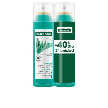 A LA ORTIGA champú seco seborregulador para cabello graso pack 2 x 150 ml by KLORANE for Unisex