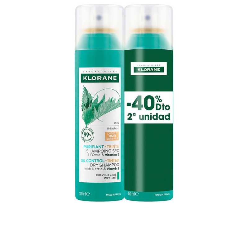 A LA ORTIGA champú seco seborregulador cabellos castaño/moreno pack 2 x 150 ml by KLORANE for Unisex A LA ORTIGA champú seco seborregulador cabellos castaño/moreno pack 2 x 150 ml by KLORANE for Unisex