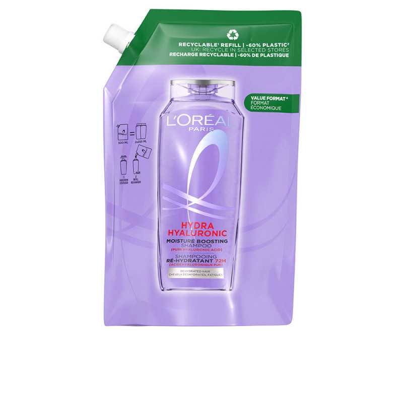 ELVIVE HIDRA HIALURÓNICO champú 72h hidratación recarga eco pack 500 ml by L'ORÉAL PARIS for Unisex ELVIVE HIDRA HIALURÓNICO champú 72h hidratación recarga eco pack 500 ml by L'ORÉAL PARIS for Unisex