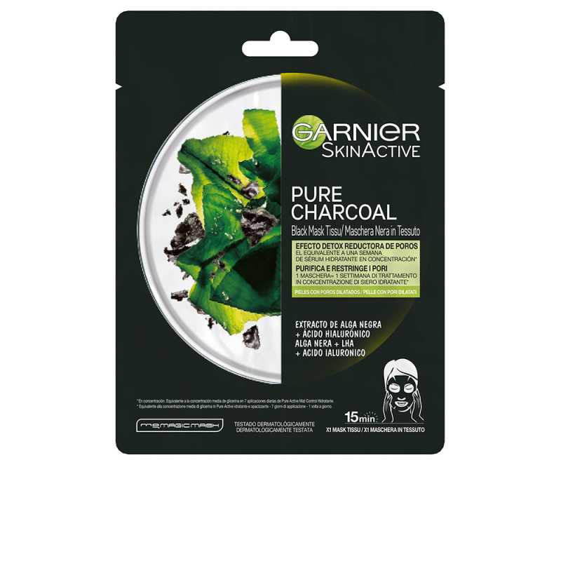 PURE CHARCOAL black mask tissu detox effect 28 gr by GARNIER for Woman PURE CHARCOAL black mask tissu detox effect 28 gr by GARNIER for Woman