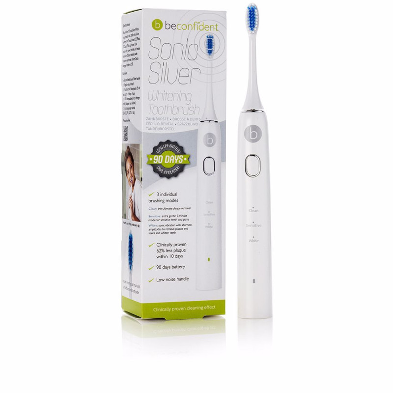 SONIC SILVER electric whitening toothbrush white silver 1 u by BECONFIDENT for Unisex