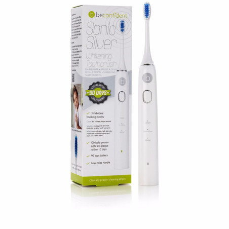 SONIC SILVER electric whitening toothbrush white silver 1 u by BECONFIDENT for Unisex