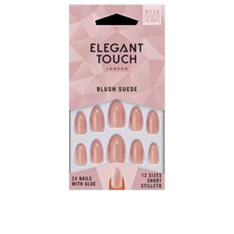 CORE COLOUR nails with glue short stiletto blush suede 24 u by ELEGANT TOUCH for Unisex