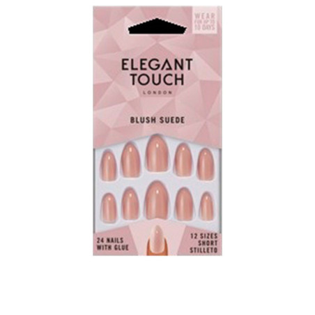 CORE COLOUR nails with glue short stiletto blush suede 24 u by ELEGANT TOUCH for Unisex