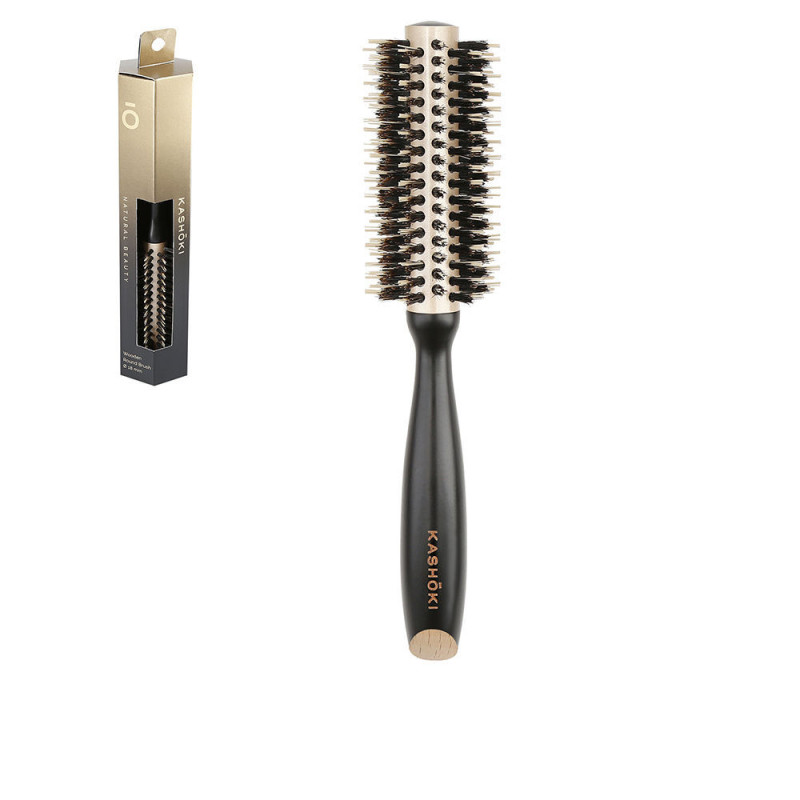 NATURAL BEAUTY cepillo redondo de madera 18 mm 1 u by KASHOKI for Woman