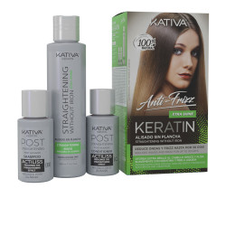 KERATIN ANTI-FRIZZ alisado sin plancha extra brillo 30 días 3 u by KATIVA for Unisex