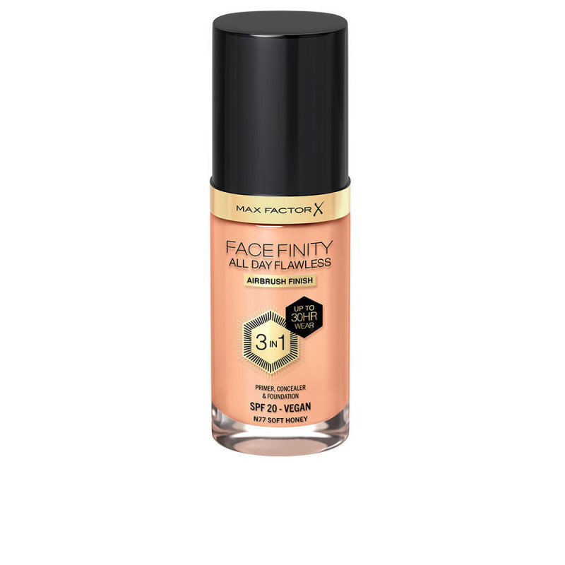 FACEFINITY 3IN1 primer concealer foundation 77 soft honey 30 ml by MAX FACTOR for Unisex