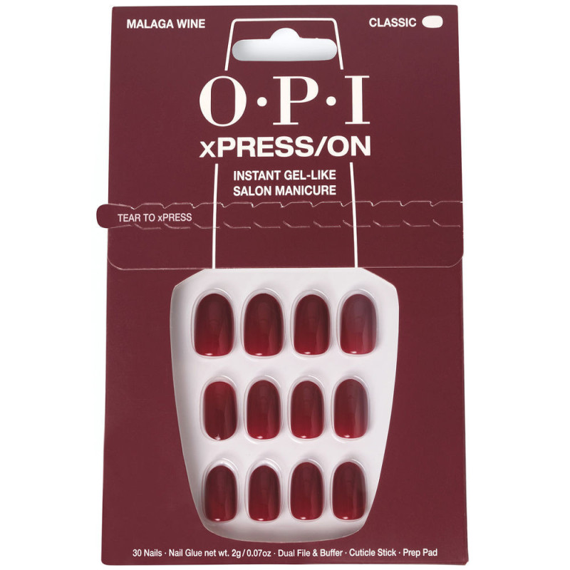 OPI xPRESS ON Unas Artificiales Tonos Iconicos Malaga Wine 30 u by OPI for Unisex