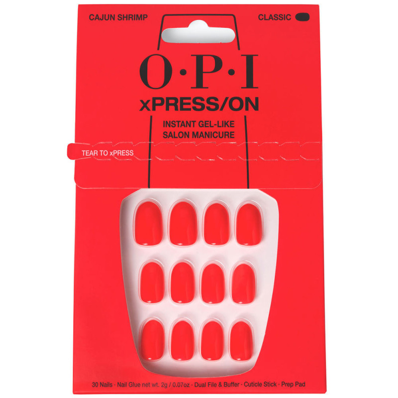 OPI xPRESS ON Unas Artificiales Tonos Iconicos Cajun Shrimp 30 u by OPI for Unisex