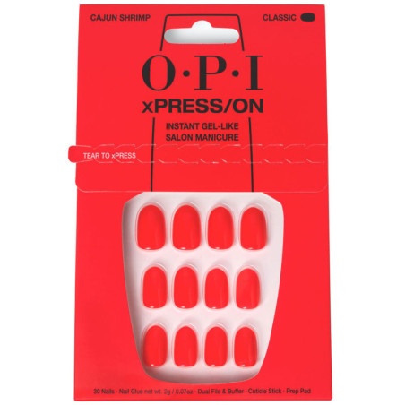 OPI xPRESS ON Unas Artificiales Tonos Iconicos Cajun Shrimp 30 u by OPI for Unisex