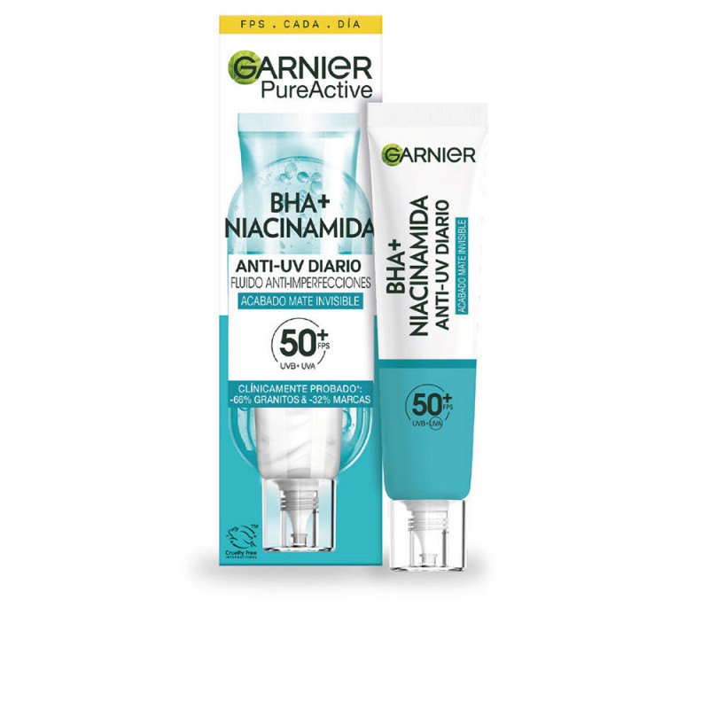 PURE ACTIVE BHA + niacinamida fluido anti-imperfecciones FPS50+ 40 ml by GARNIER for Unisex