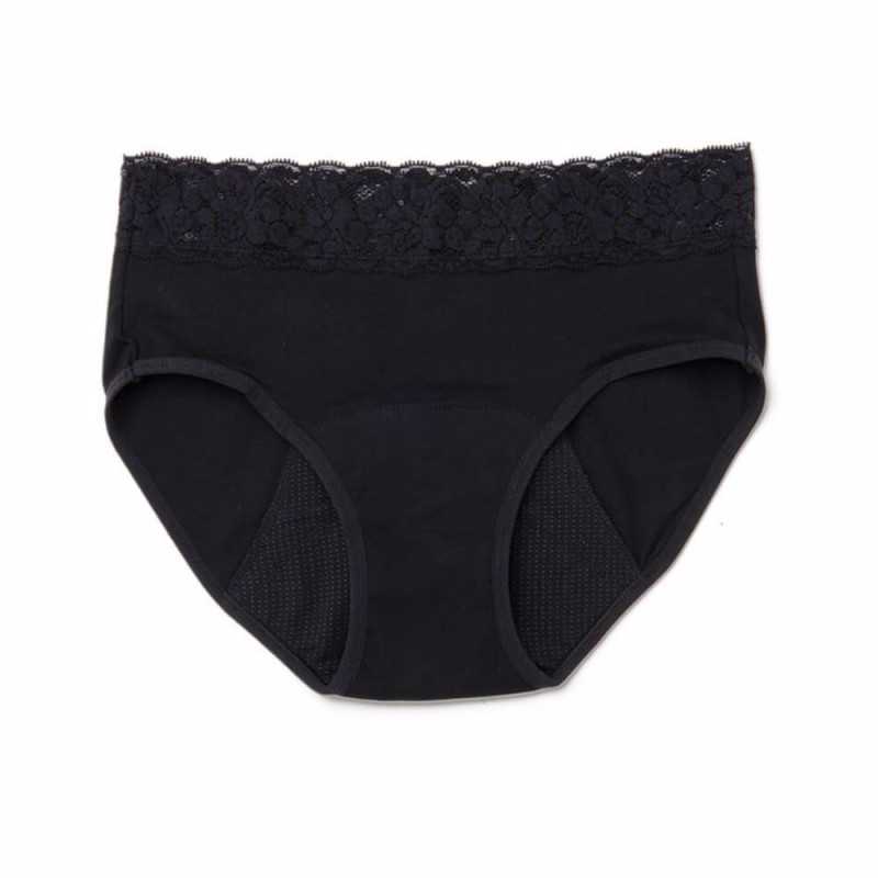 KIWITAS ENCAJE braguitas menstruales negro S 1 u by PLATANOMELON for Woman