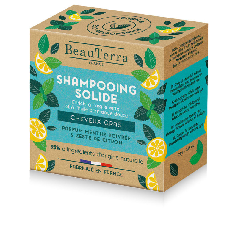 SOLIDE champú de menta y cáscara de limón 75 gr by BEAUTERRA for Unisex