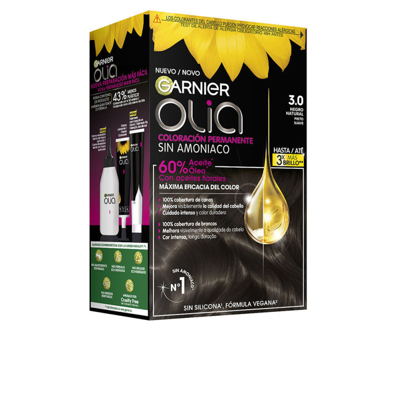 OLIA Coloracion Permanente 30 Negro 4 pz by GARNIER for Unisex