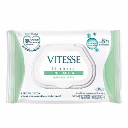TRI-MINERAL PIEL MIXTA toallitas desmaquillantes 25 u by VITESSE for Woman